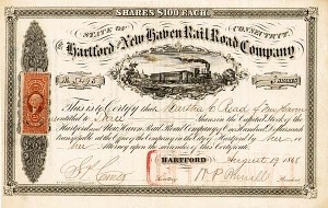 Hartford and New Haven Railroad - Stock Certificate